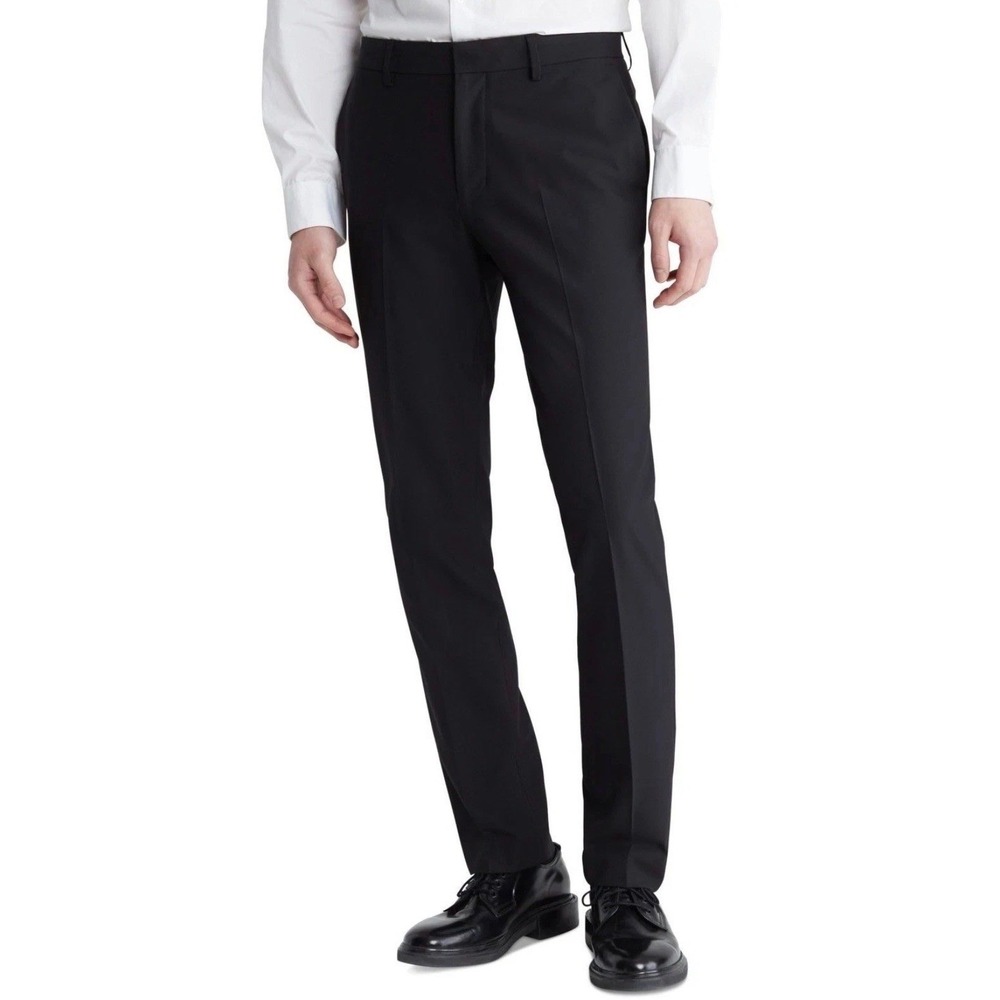 Calvin Klein Mens Slim Fit Dress Pants Black 36x32 Stretch Flex Waist Classic